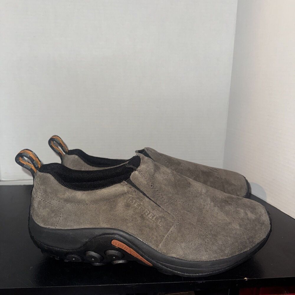Merrell Jungle Moc Gunsmoke Gray Brown Suede Slip On Shoes Men's 11.5 Wide Hike